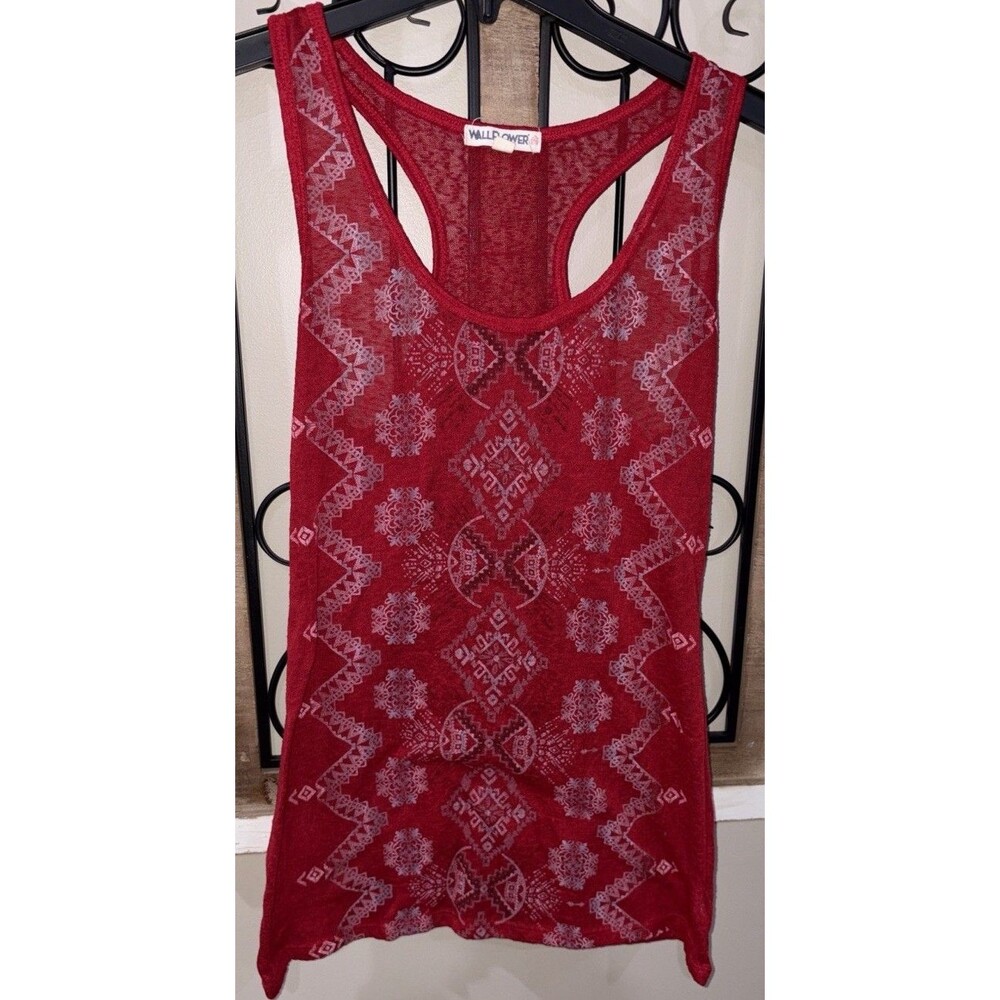 Wallflower Red Geometric Print Lace Racerback Tank Top Women’s Size Large